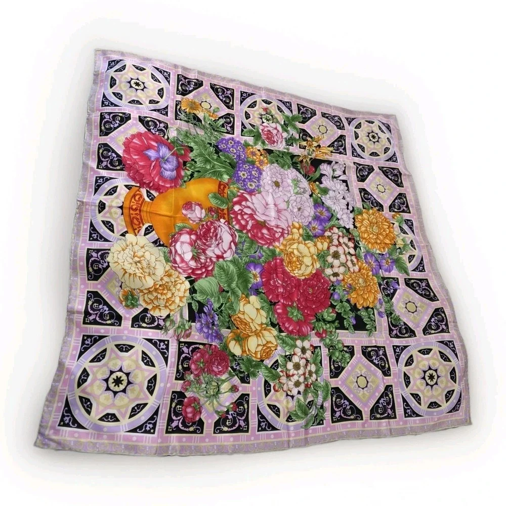Silk Square Floral Scarf Luxury Old Money Parisian